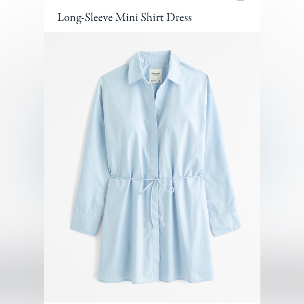 Abercrombie & Fitch Light Blue Long-Sleeve Mini Shirt Dress